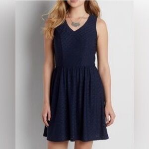 Maurices Navy Blue Eyelet Fit N Flare Dress